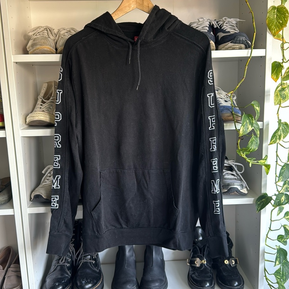 SUPREME HOODED SLEEVE STRIPE TOP SIZE MEDIUM